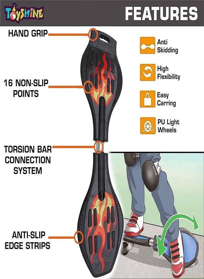 توي شاين لوح التزلج المائي ذو العجلتين من توي شاين مزود بعجلات LED ملونة تدور 360 درجة للأطفال - برتقالي ناري - Image 3